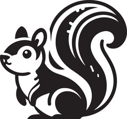 Squirrel vector in black and white