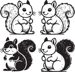 Squirrel vector in black and white