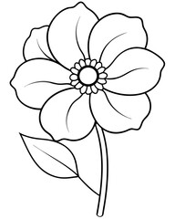 A black-and-white line drawing of a flower, ideal for coloring activities.