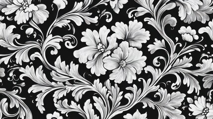 Elegant black and white floral pattern