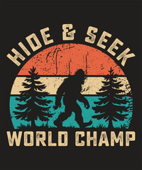 Bigfoot vector illustration, Sasquatch silhouette icon,Hairy wild man symbol, bigfoot t-shirt design for adventure lovers,Bigfoot silhouette, Logo Poster Label Vector Illustration Retro Vintage Badge 