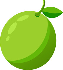 A vibrant green fruit with a leaf, showcasing a fresh and healthy appearance.