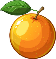 A vibrant orange with a green leaf, showcasing a fresh and juicy fruit.