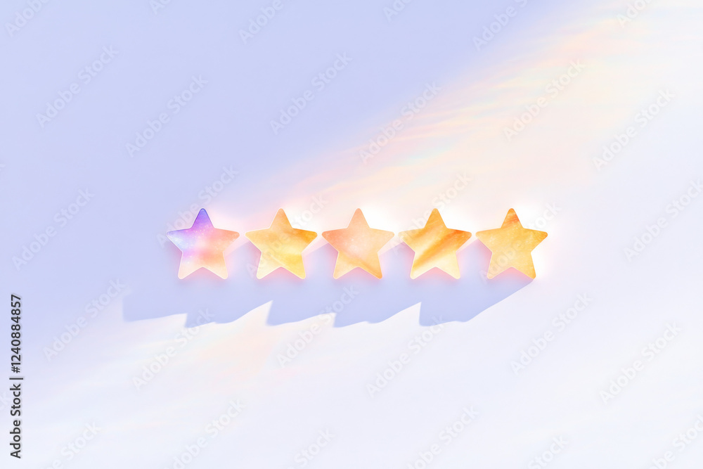 Aufkleber stars arranged in a row casting soft shadows on a light background during daylight