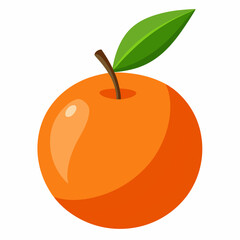 A vibrant orange fruit with a green leaf, showcasing its glossy surface and natural appeal.