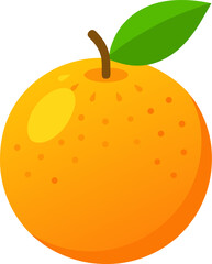 A vibrant orange fruit with a green leaf, illustrating freshness and natural produce.