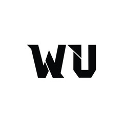 Obraz premium WU monogram logo design letter text name symbol monochrome logotype alphabet character simple logo