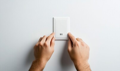 Hands Operating Minimalist Light Switch