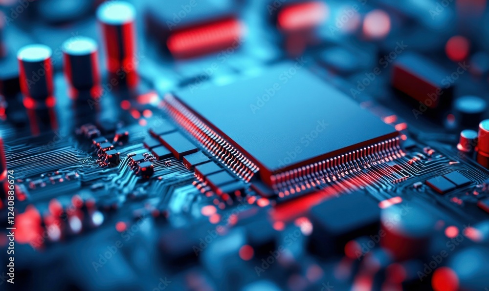 Poster detailed macro closeup of computer processor architecture