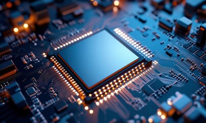 Detailed Macro Closeup of Computer Processor Architecture