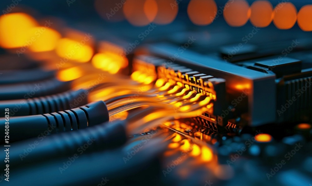 Poster detailed macro closeup of ethernet port on computer