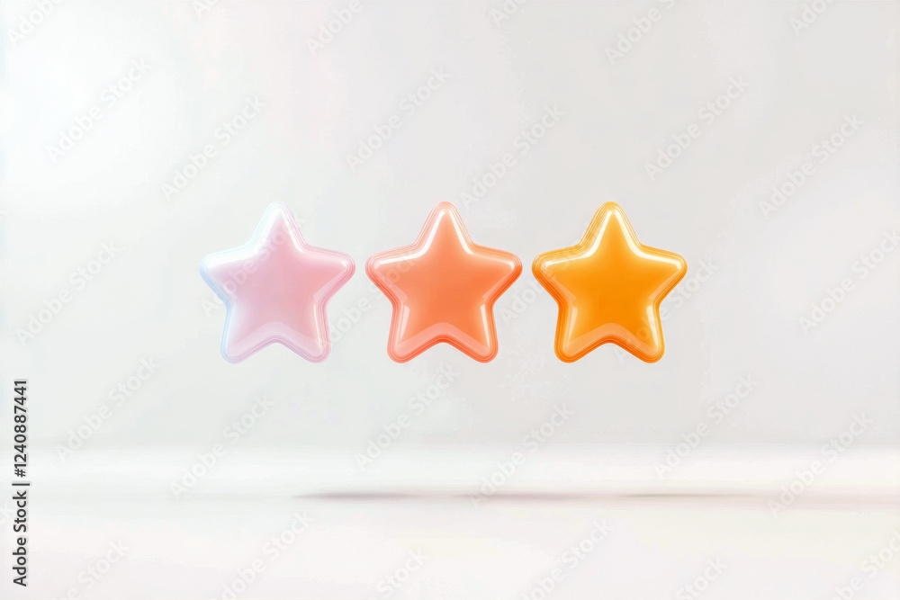 Poster colorful flat design stars floating in a minimalist space with soft lighting