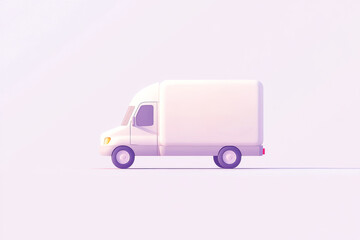 Flat design depiction of a delivery truck in a minimalist style with pastel colors