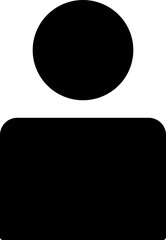 Minimalist black and white icon depicting a person.  Perfect for website design, app interfaces, presentations, or infographics needing a simple, modern human figure representation.