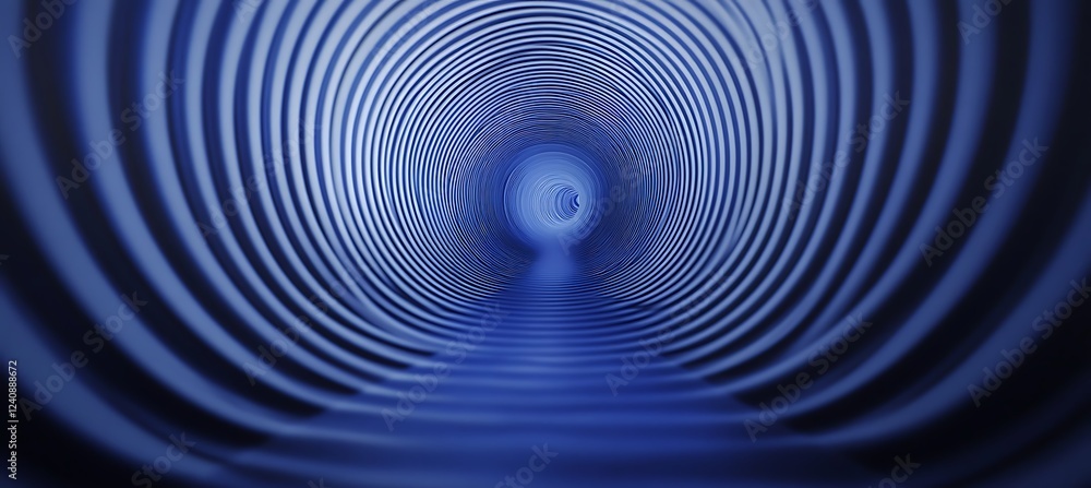Poster a deep blue minimalist background with concentric circles that gradually fade, forming a stylish and