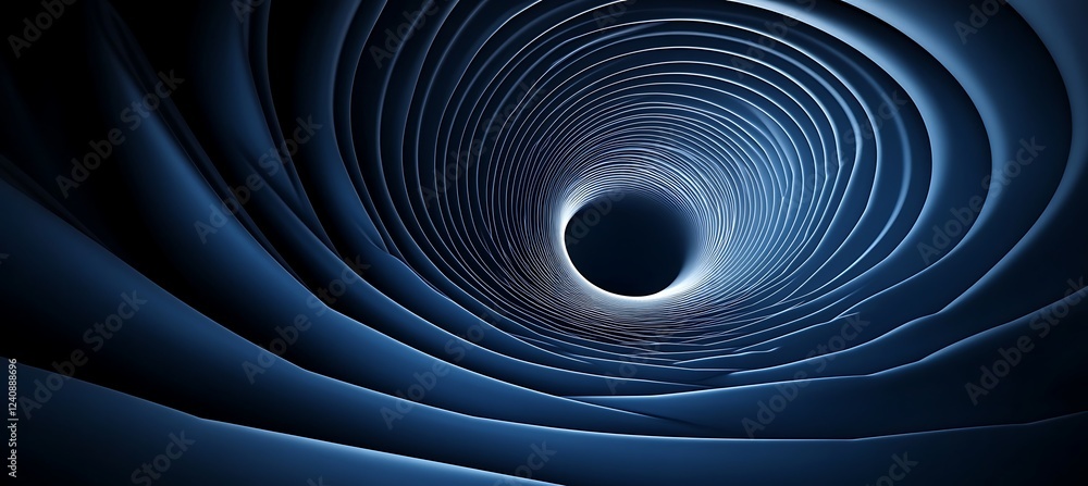 Poster a deep blue minimalist background with concentric circles that gradually fade, forming a stylish and