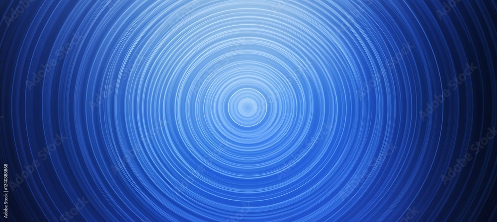 Poster a dynamic blue backdrop featuring concentric circles that gradually fade into the background, offeri