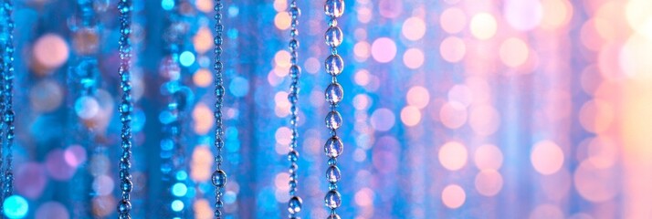 Neon Pink And Blue Crystal Beads String Curtain, Celebration, Abstract Background Glamour