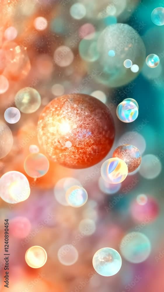 Aufkleber colorful abstract representation of bubbles and planets in a cosmic setting with blurred background