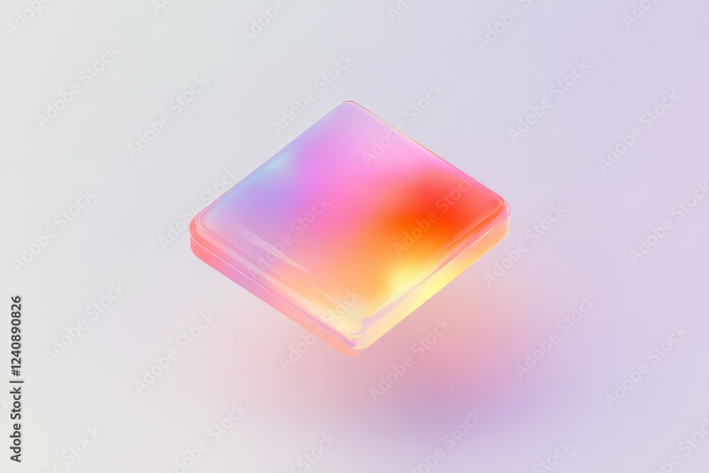 Poster colorful flat design abstract geometric shape with gradients floating on a soft background