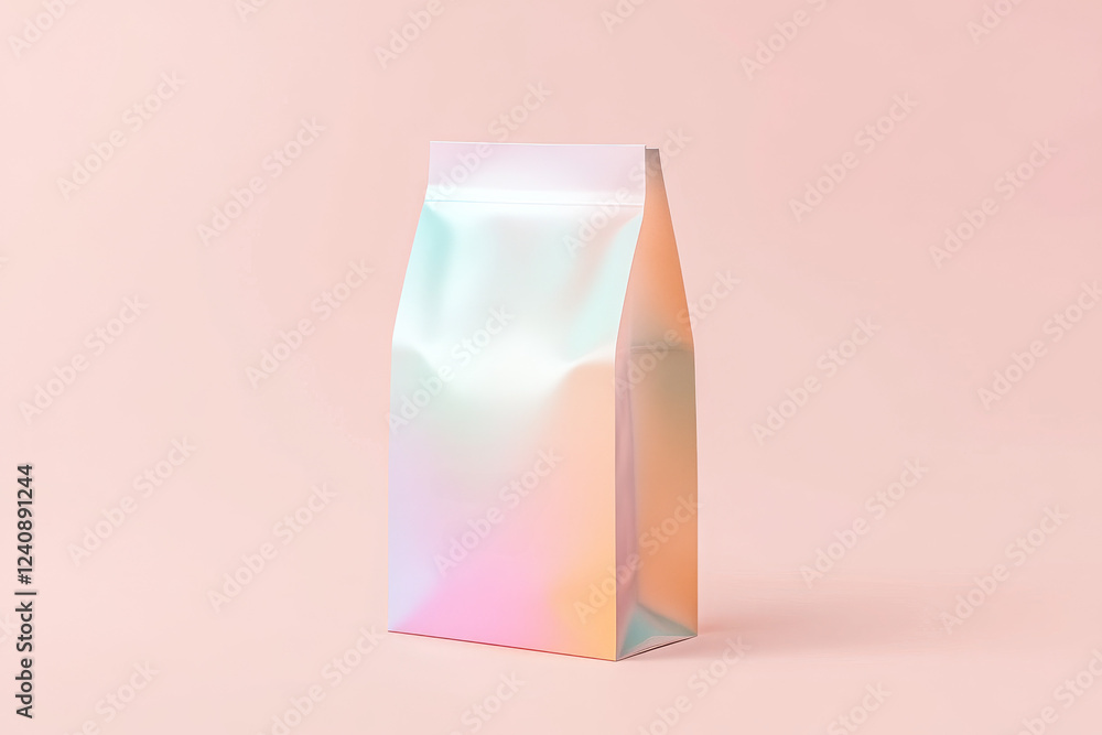 Poster bag mockup showcasing a flat-style graphic design with a colorful sheen on a soft background
