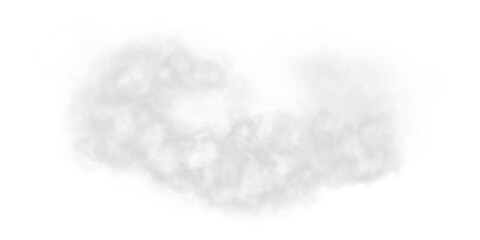 Bright Grey Smoke Cloud Illustration. Fantastic grey smoke. Magic smoke. Smog cloud on podium or stage. Fog vapor over ground or water surface, magic haze. Magic smoke, magic fog, grey steam. PNG.