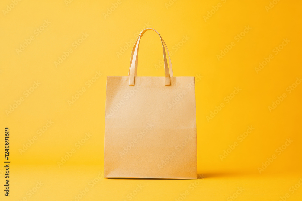 Poster modern flat-style bag mockup with a vibrant yellow background for branding and design projects