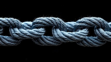 Fototapeta premium Intertwined Blue Rope Knots Detailed Close up Macro Shot