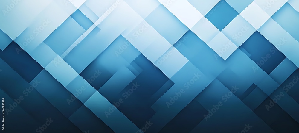 Poster a sleek monochromatic blue background with bold overlapping diagonal lines, forming a refined and mi