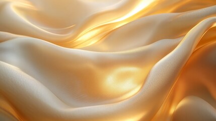 Fototapeta premium Soft Shimmering Golden Fabric Drapery with Smooth Waves and Curves