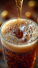 Pouring Brown Sparkling Soda into a Glass