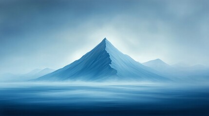 Blue Mountain in Misty Landscape