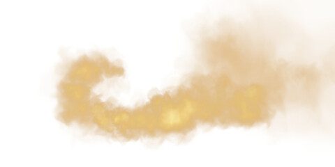 Bright Golden Smoke Cloud Illustration. Fantastic golden smoke. Magic smoke. Smog cloud on podium or stage. Fog vapor over ground or water surface, magic haze. Magic smoke, magic fog, golden steam PNG
