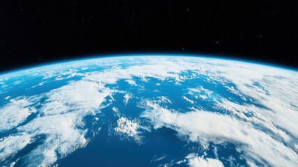 Fototapeta premium Stunning view of Earth from space, showcasing blue oceans and white clouds