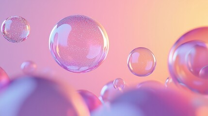 Naklejka premium Colorful Bubbles Floating in Air with Soft Pastel Background