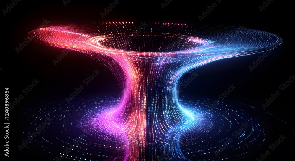 Aufkleber abstract digital data technology flowing in a bright funnel digital illustration. big digital funnel