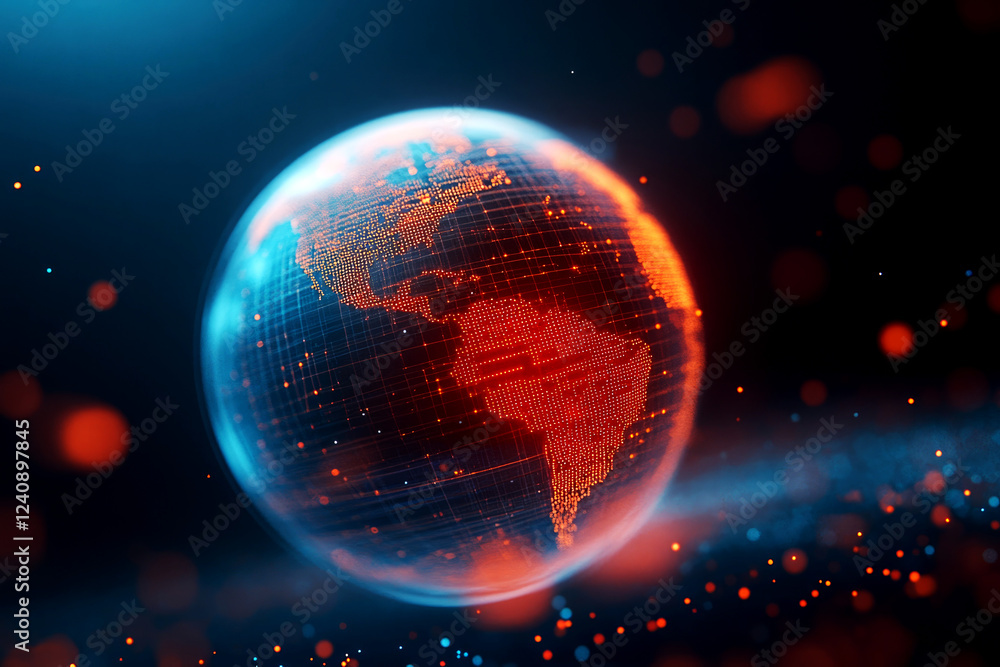 Poster global connection digital globe representation abstract visualization dark background futuristic per