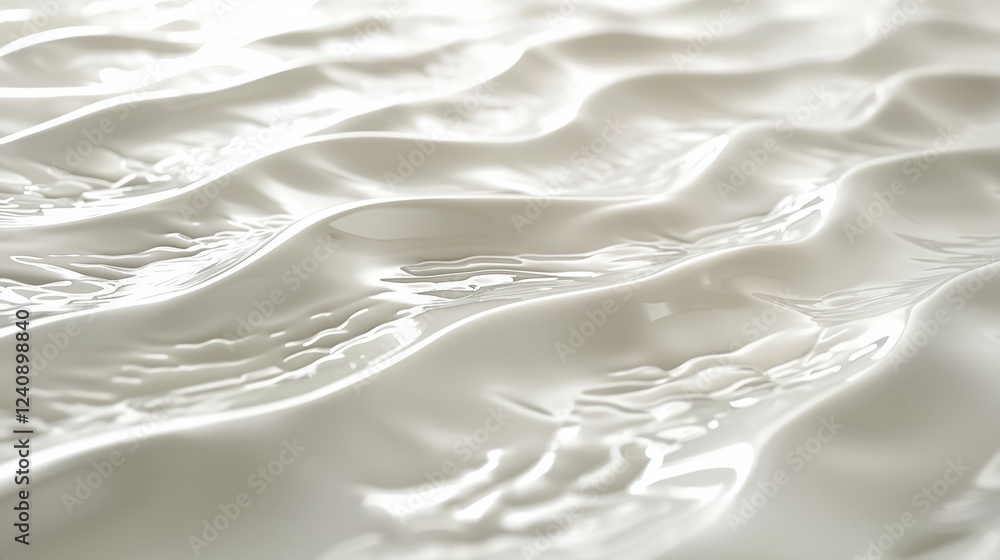 Poster smooth white surface waves with subtle reflections and textures