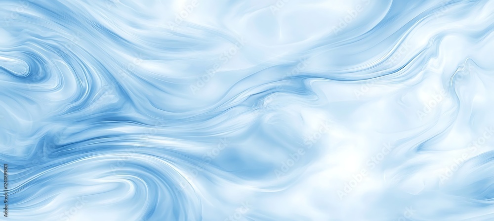 Poster a smooth blue monochromatic backdrop with asymmetrical swirling lines, creating a bold and sophistic