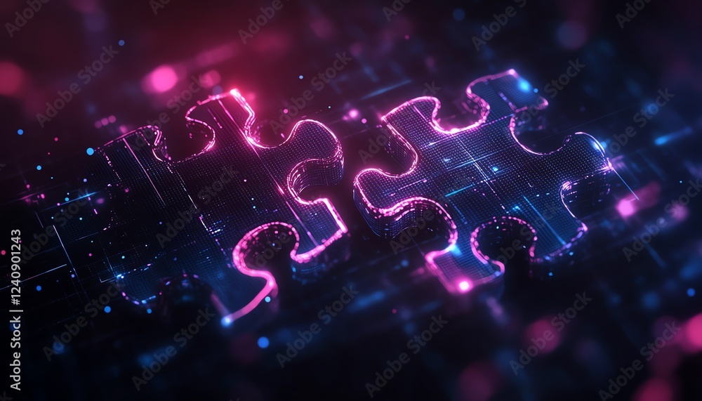 Poster ai integration concept with two interlocking puzzle pieces