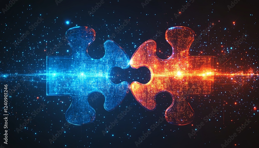 Aufkleber ai integration concept with two interlocking puzzle pieces