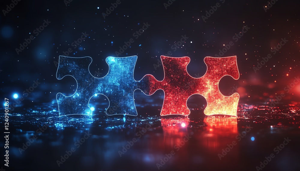 Aufkleber ai integration concept with two interlocking puzzle pieces