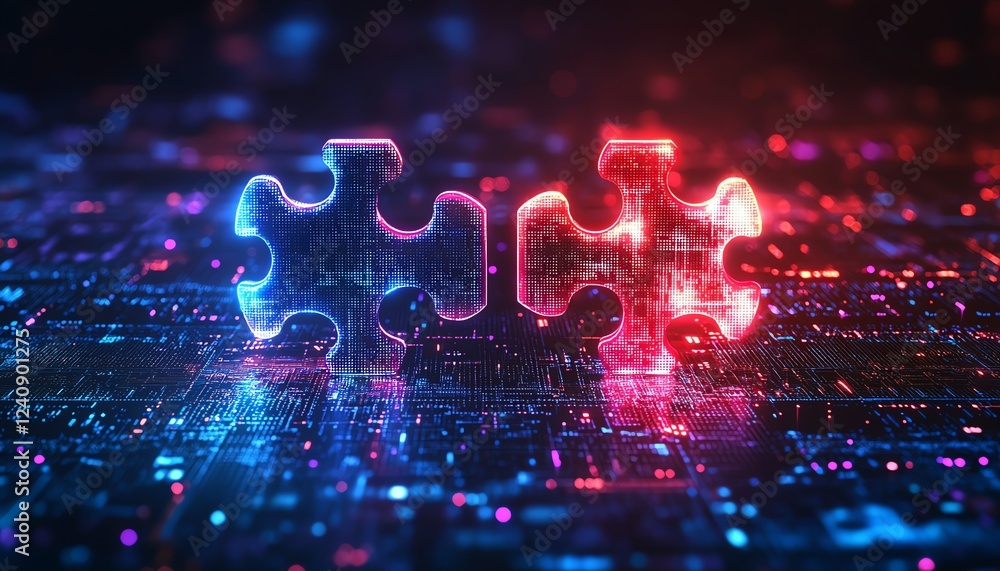 Aufkleber ai integration concept with two interlocking puzzle pieces