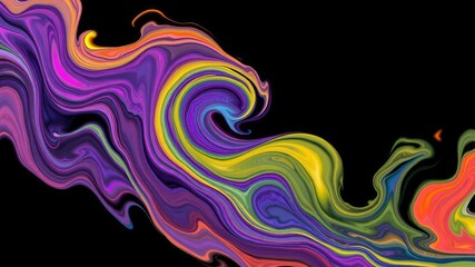 Swirling colors of paint against a black background, creative color, bold strokes