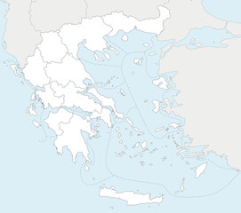 Obraz premium Vector blank map of Greece with regions and administrative divisions, and neighbouring countries and territories. Editable and clearly labeled layers.