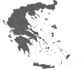 Vector blank map of Greece with regions or territories and administrative divisions. Editable and clearly labeled layers.