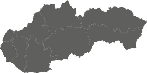 Fototapeta premium Vector blank map of Slovakia or Slovak Republic with regions or territories and administrative divisions. Editable and clearly labeled layers.