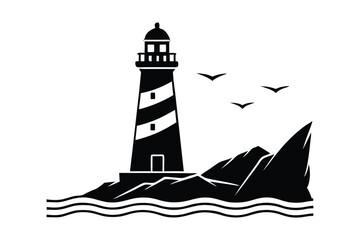 Lighthouse vector style silhouette illustration1.eps