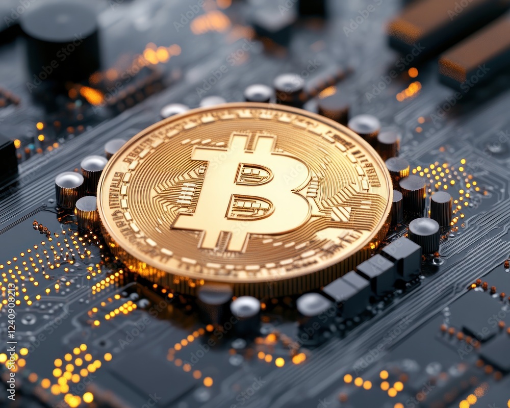 Poster visualize the future of finance with futuristic cryptocurrency ledger investment technology, powered