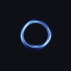 Obraz premium Neon circle frame. Illuminate frame design. Set of round neon border. Futuristic graphic element for social media. Neon circle frame on blue background. Glowing neon circle frame. blue red violet.